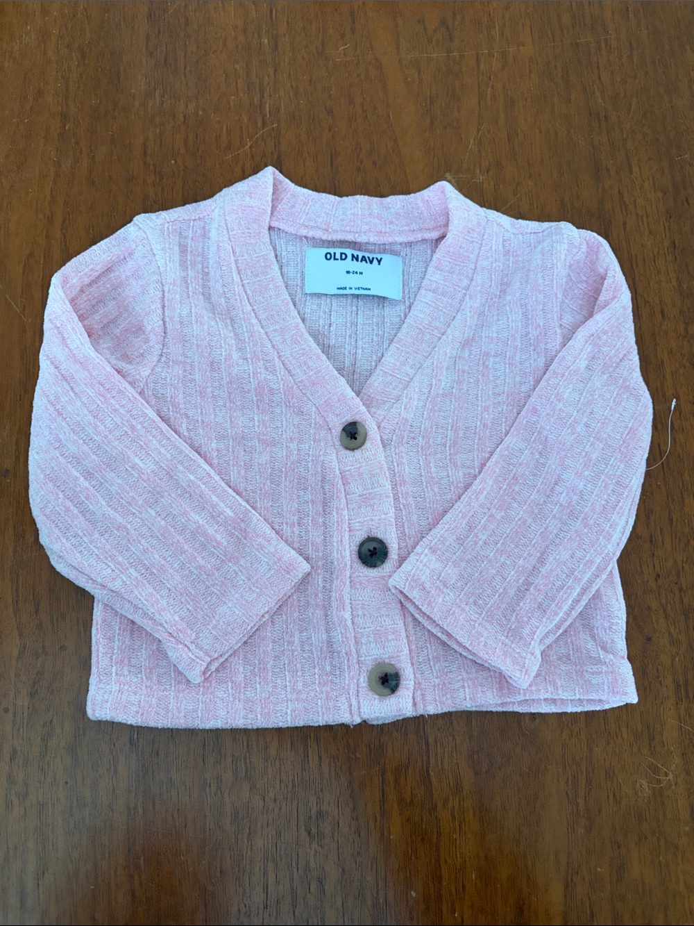 🍊5/$25 NWOT Old Navy Pink Ribbed Button-Front Cardigan Size 18-24m